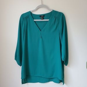 H&M 3/4 @sleve green blouse us 4